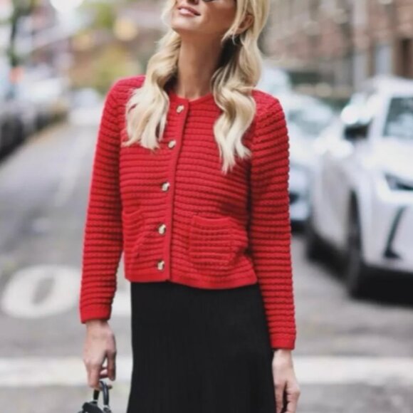 ba&sh Red Textured Cardigan - Picture 2 of 13